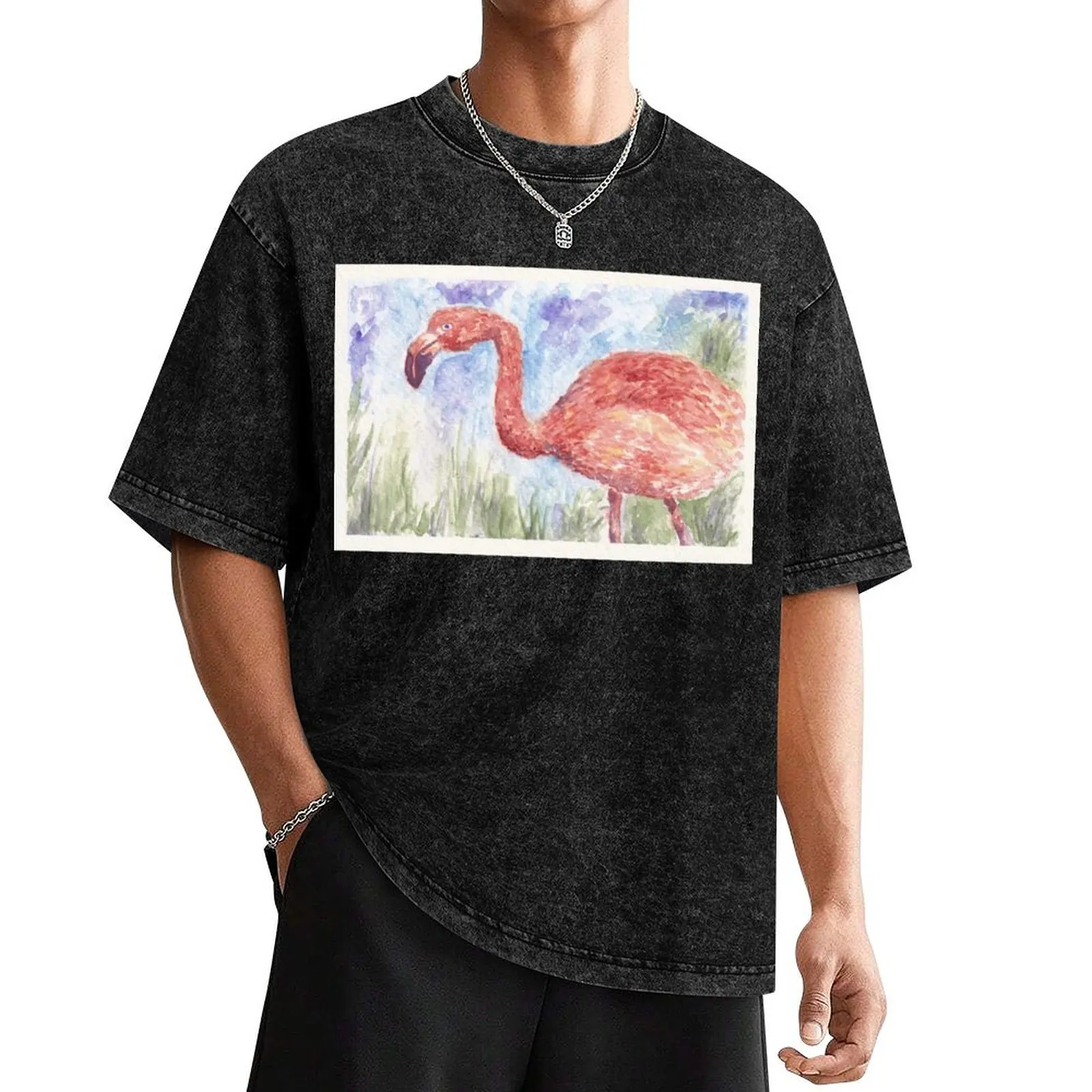 Impressionist Watercolor Flamingo T-Shirt graphics heavyweights vintage mens graphic t-shirts funny