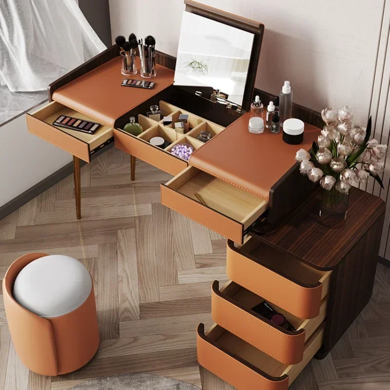 

Luxury Makeup Dressing Table Mirror Led Light Salon White Dressing Table Storage Bedroom Drawer Comoda Pra Quarto Home Furniture