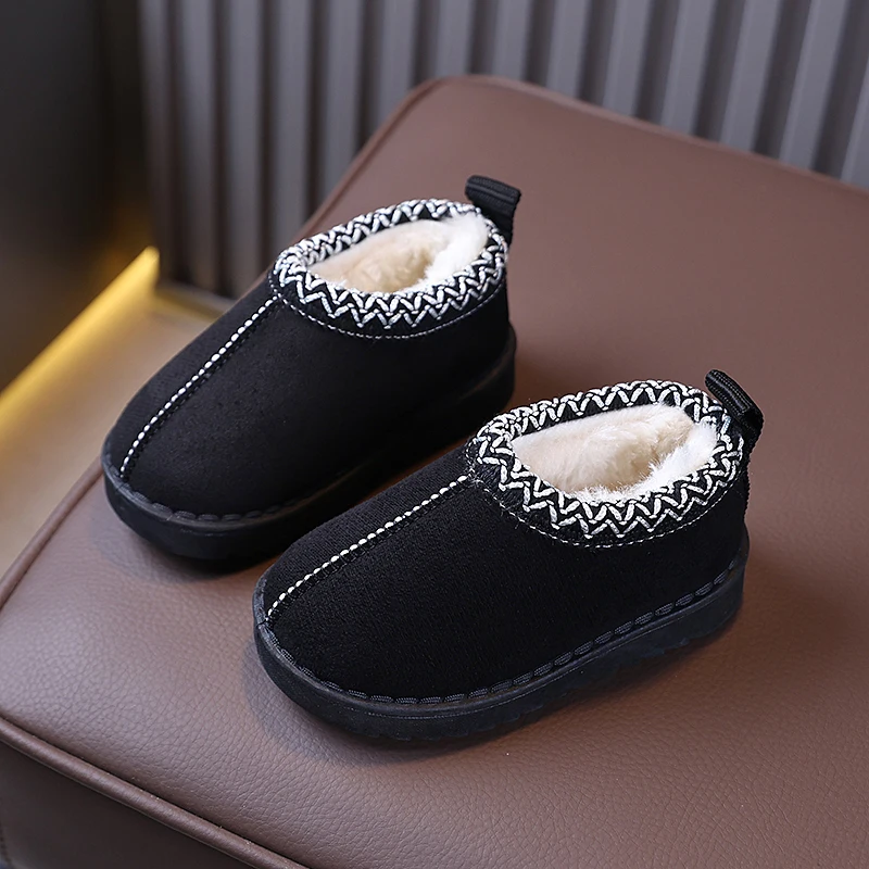 Ethnische, geflochtene Schneestiefel mit Fleece-Futter für Kinder, warme Retro-Knöchelstiefel für Kinder, rutschfeste Winterstiefel mit dicker Sohle für Kleinkinder. – Detail 12