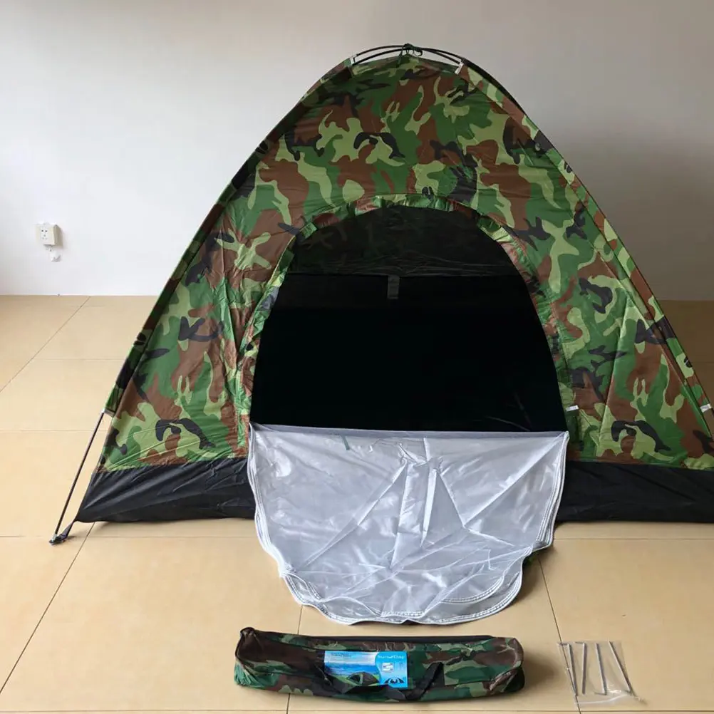 

Outdoor Camping Tent Double Layer Manual Pop Up Tent for Travel Hiking Camouflage Waterproof UV Protection Shelter