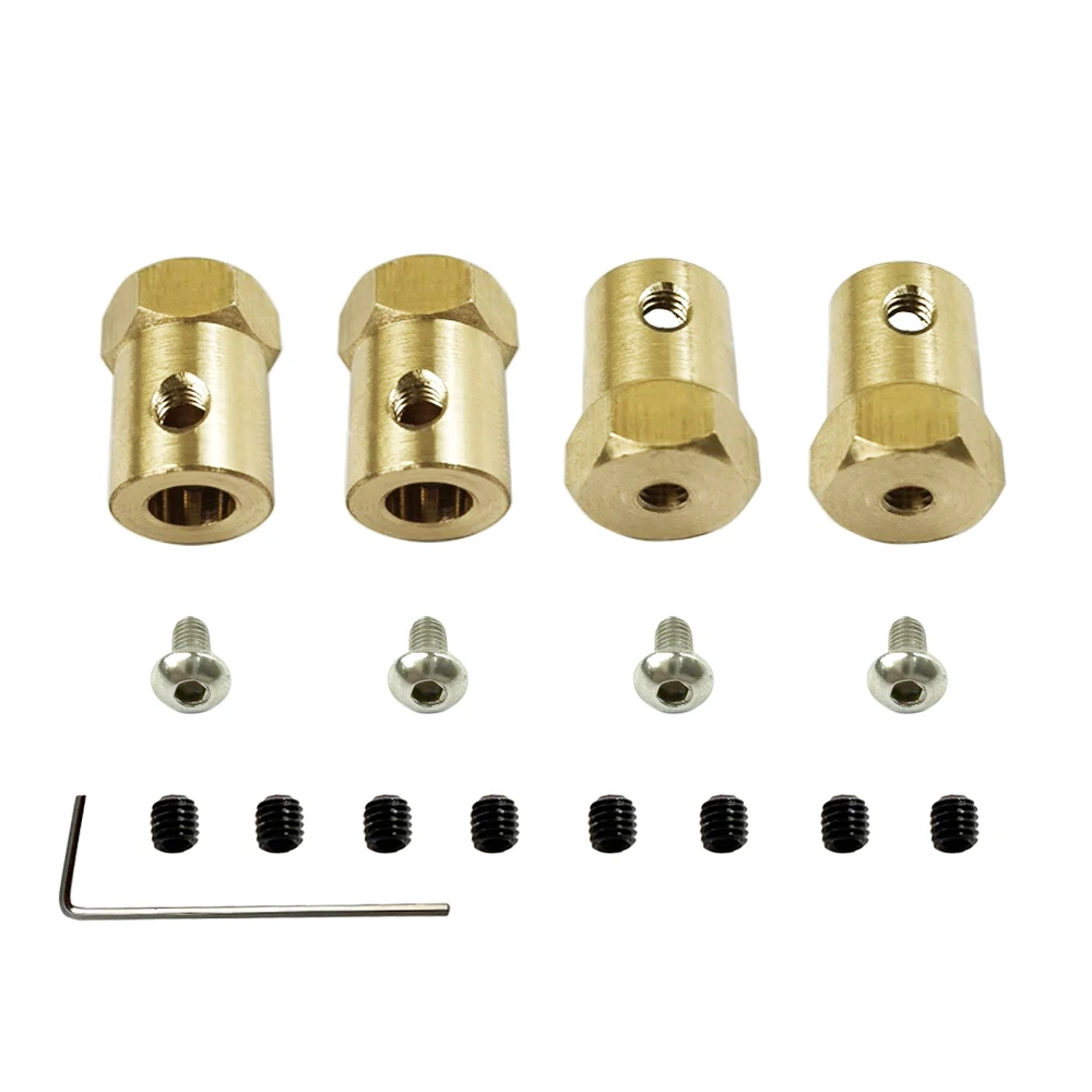 4PCS 5mm to 12mm Brass Hub Hex Adapter for WPL C14 C24 C34 C44 B14 B24 B16 B36 D12/MN D90 D91 96 99s RC Car Upgrade Accessories