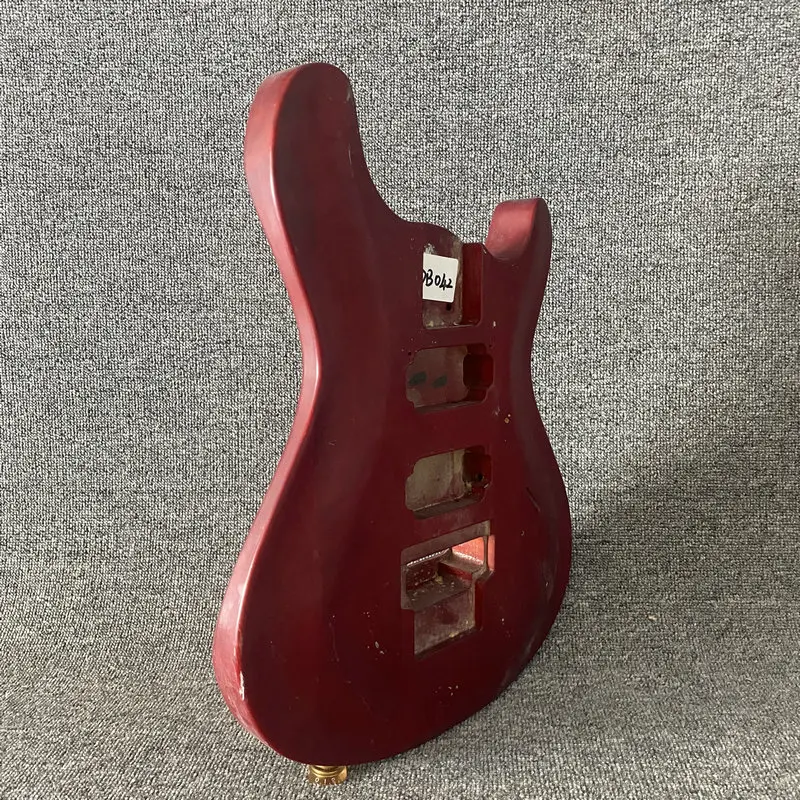 DB042 Custom Order Floyd Rose Electric Guitar Unfinished 6 Strings Guitar Body Wine Red Color in Solid Wood with Damages diy