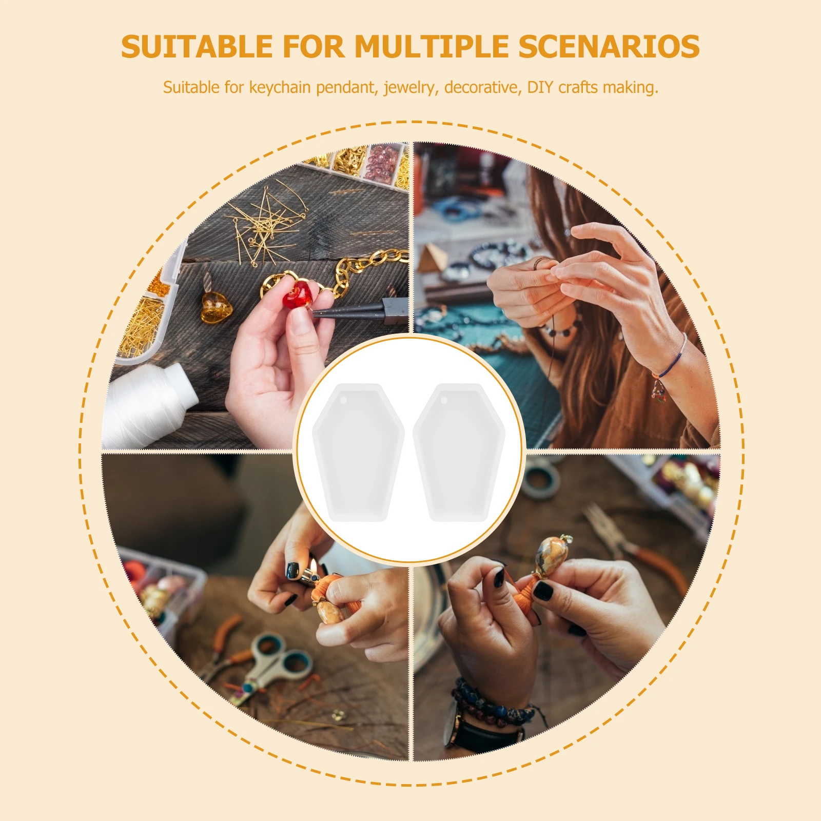 2 قطعة شكل نعش قلادة قالب من السيليكون مرنة Keychain بها بنفسك المفاتيح الحرفية الايبوكسي قالب صب مستلزمات صناعة المجوهرات