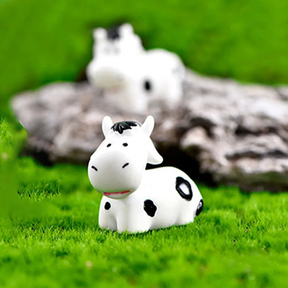 

10Pcs Miniature Cow Resin Micro Landscape Farm Animals Cute Tiny Ornaments for Fairy Garden Indoor Outdoor DIY Projects Party