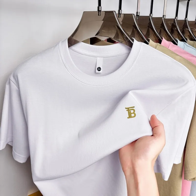 Top-Selling Man Short-Sleeved T-Shirt Round Neck Letter Print Summer New Casual Versatile T-Shirt Various Colors Men's Clothing