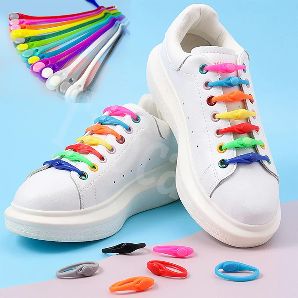 Cordones elásticos de silicona sin cordones para adultos y niños, goma sin lavar, talla única, versátil, 12 piezas