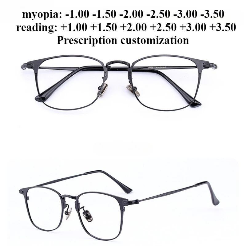 

50-18 мужские ретро очки для чтения с защитой от синего света на заказ близорукость астигматизм рецепт разные степени