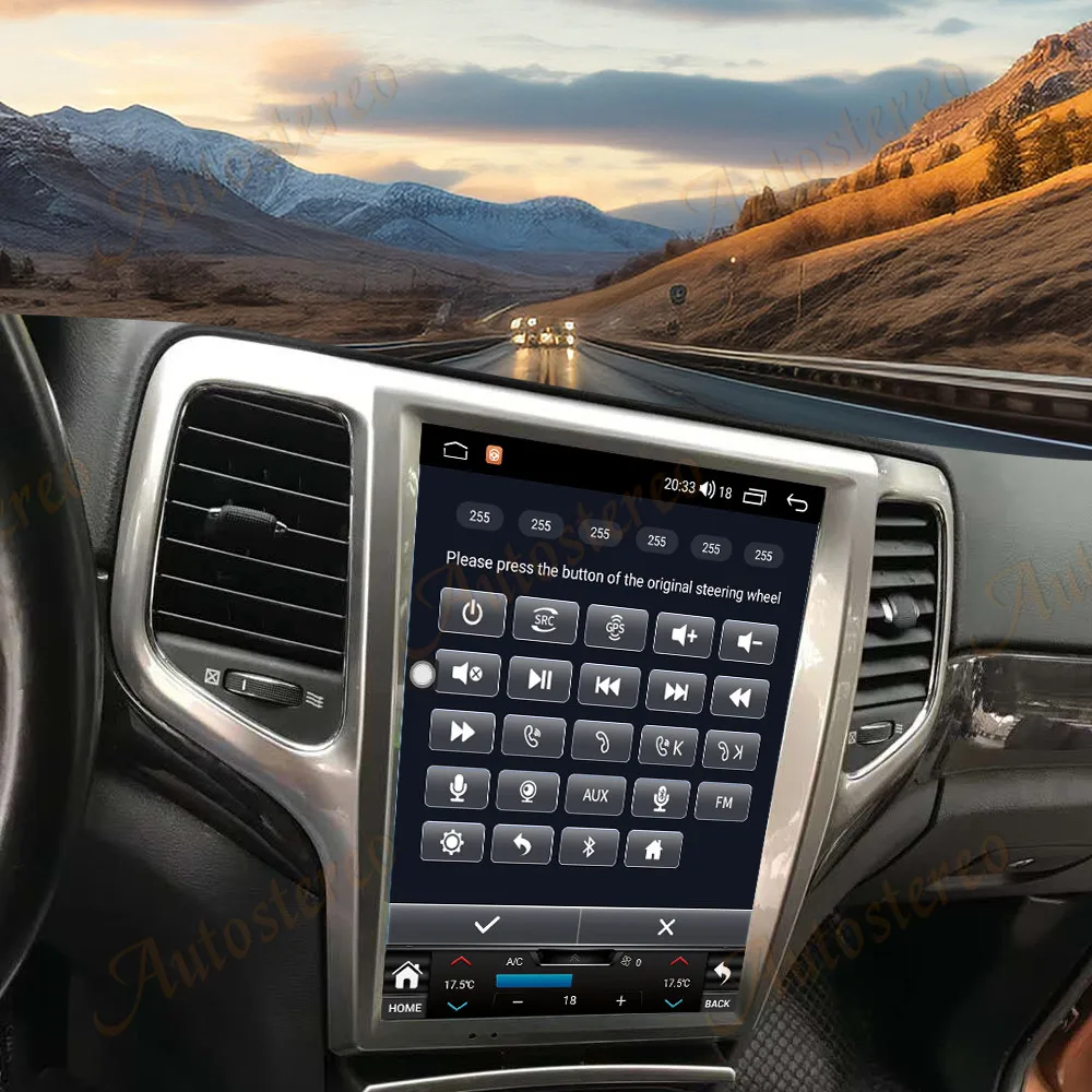 12.1 Android 14 Carplay For JEEP Grand Cherokee 2008-2013 Tesla Style Car GPS Navigation Head Unit Multimedia Player Auto Stereo