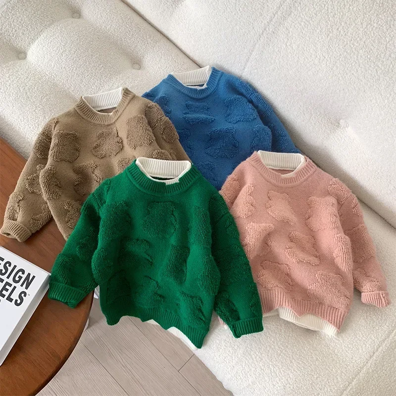 Sweater for Girls Boys Children's Knit Korean Children's Kids Clothes Winter 2024 Autumn 5 6 7 8 9 10 11 12 13 14 15 Year