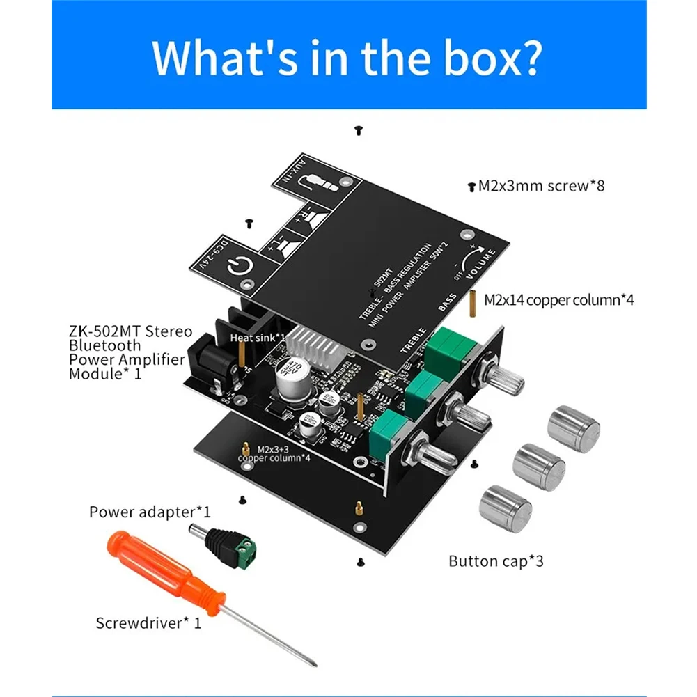 บอร์ดเครื่องขยายเสียง ZK-502MT ช่องสัญญาณชุดโมดูลบอร์ดเครื่องขยายเสียงสเตอริโอ2X50W 2.0เสียงชุดโมดูลเครื่องขยายเสียงเบส