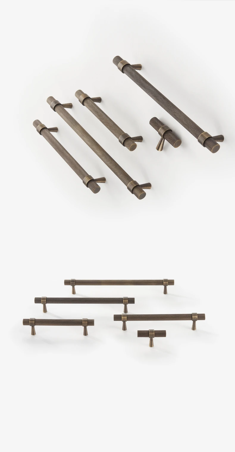 Dooroom Massivmessing Gerändelte Möbelgriffe Antike Messing-Schrankgriffe für Kleiderschrank, Kommode, Schrank T-Bar-Griffe Großhandel Verfügbar – Detail 8