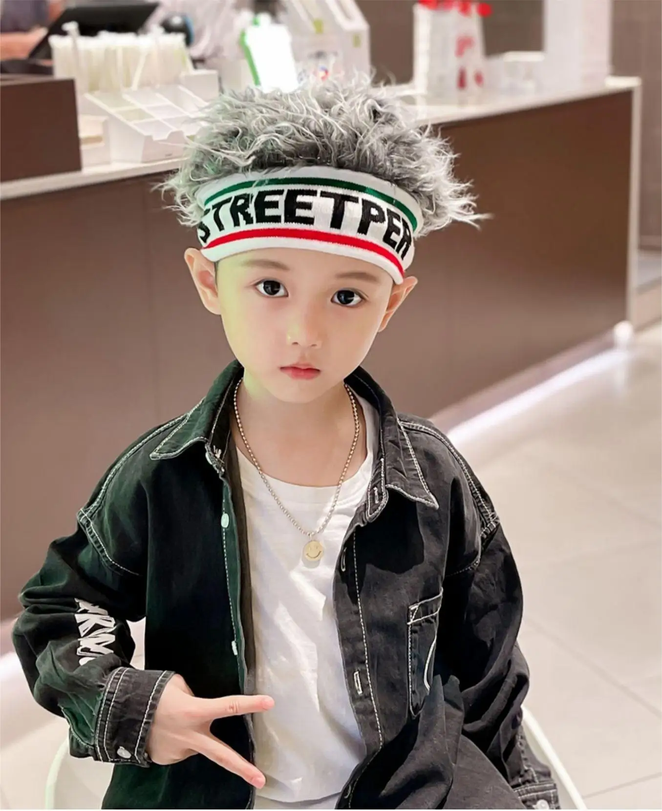 Boys and Children\'s Hats Wig Street Dance Outfits Knitted Headsets Trendy and Cool Elastic Stretching