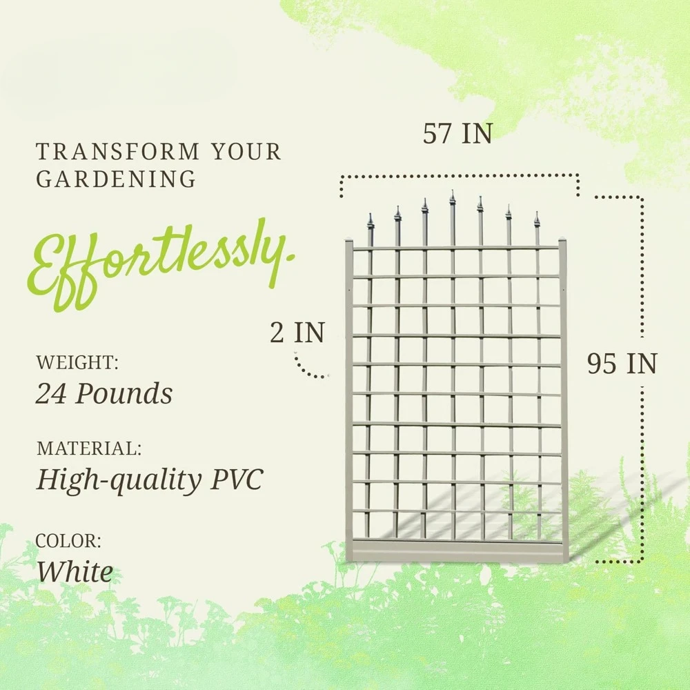 Winchester 57 x 95 polegadas PVC Vinil Outdoor Garden Patio Treliça, com parafusos de montagem na parede, branco
