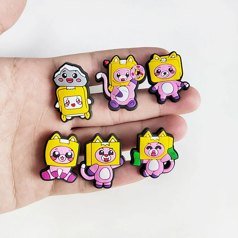 1-16Pcs Cartoon Cat Box PVC Shoe Charms Adorable Sandals Accessories For Wristband Adult Popular Clog Decoration Birthday Gift