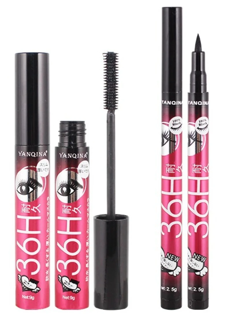 Nuovo set mascara e eyeliner 36 ore 2 in 1 matita eyeliner mascara 36 ore mascara eyeliner liquido a prova di sbavature a lunga durata
