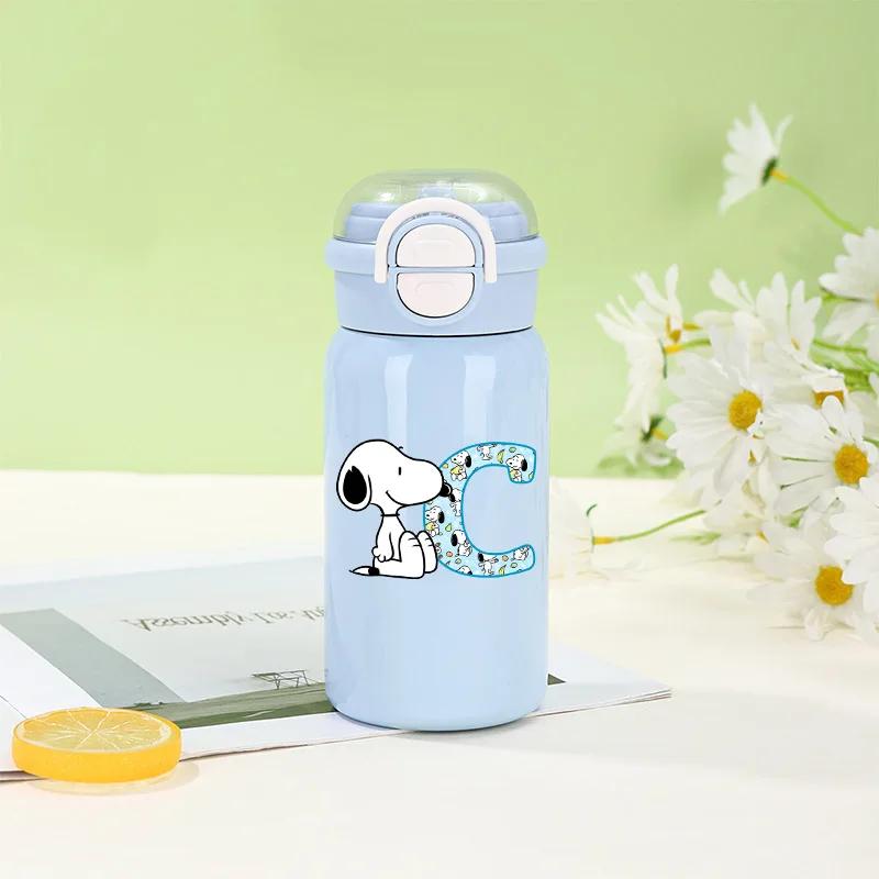 500 مللي سنوبيس 316 ترمس من الفولاذ المقاوم للصدأ الكرتون أنيمي المياه الزجاج رسائل A-Z طباعة زجاجات مياه موضة الأولاد القهوة القدح هدية #3