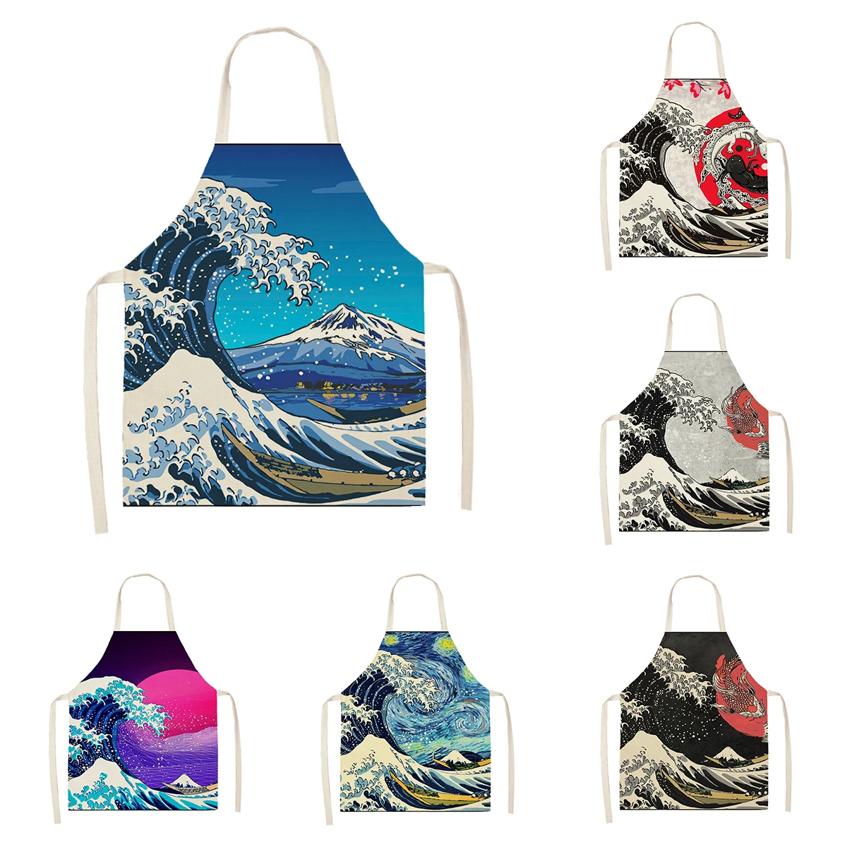 Women\'s kitchen apron Gorgeous patterns Restaurant chef barber barman apron Waterproof apron for menand child painting apron
