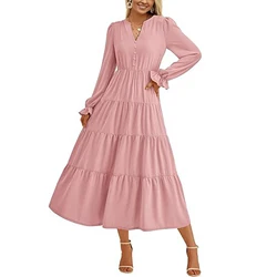 Party Dress Women Sexy Long Puff Sleeve High Waist Big Swing Split Red 2021 Summer New Womens Maxi Dress Lugentolo