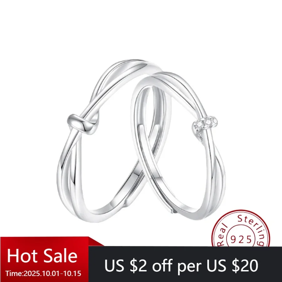 

Регулируемые кольца из стерлингового серебра 925 пробы с открытой спиной и бабочкой для пары, минималистичные, нишевые, роскошные стильные парные кольца