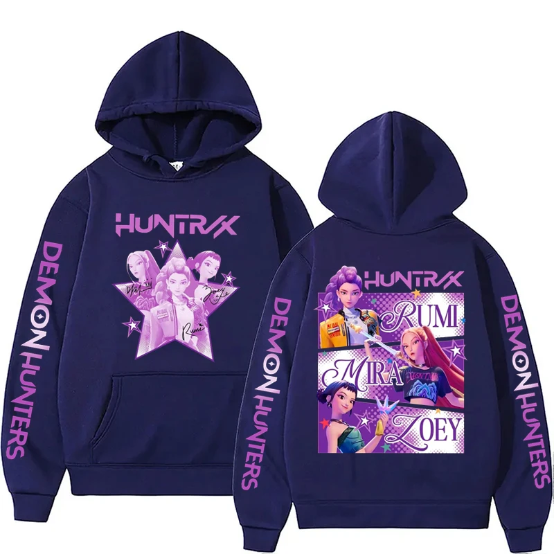 Kpop شيطان الصيادين Fanmerch Mira Rumi Zoey Huntrix هوديي Harajuku البلوز القمم رجل امرأة البلوز المشجعين هدية