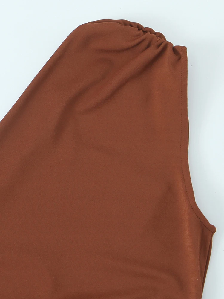 Women Fashion Long Asymmetric Gathered Dress One Shoulder Flowing Female Dresses Vestidos Mujer