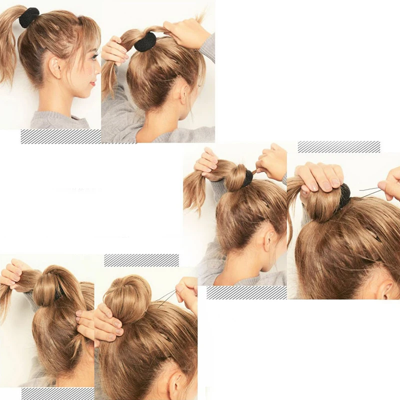 2Pcs 11cm 13cm Black Ivory Brown Big Magic Hair Bun Maker Elegant Women Ladies Magic Shaper Donut Hairbands Narzędzia do stylizacji włosów — zdjęcie 7