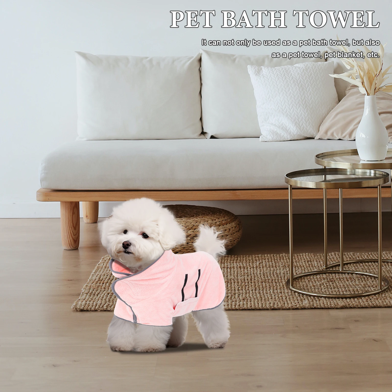 

Pet Bath Towels Dog Quick-dry Bathrobe Take Absorbent Drying Pink Cat Grooming Coat
