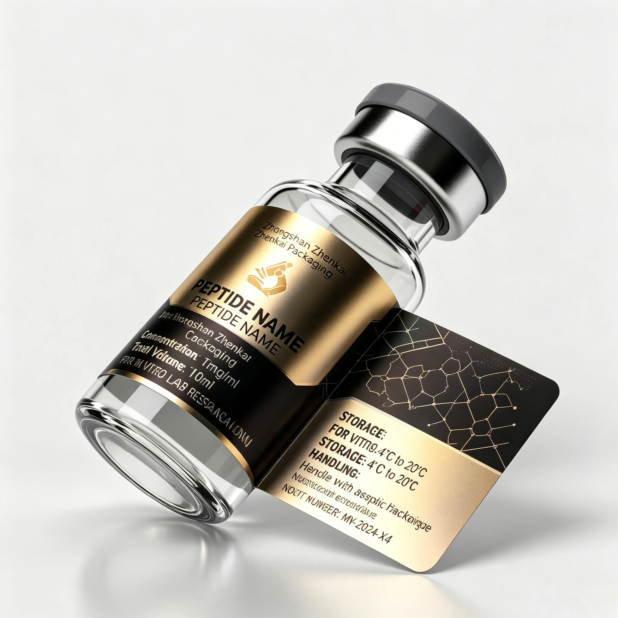 Multi-spec 3ml 5ml 10ml Peptide Vial Custom Luxury Packaging Stickers Matching Cartons For Gym Skincare Supplement Bottles