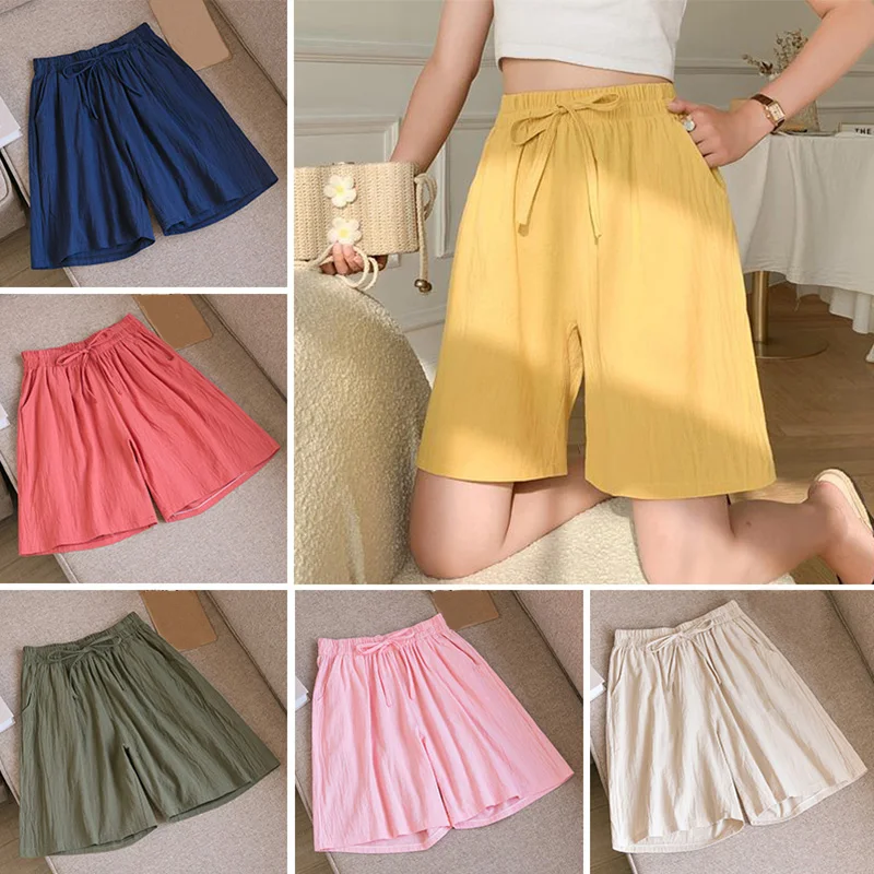 

Casual Linen Shorts Women Gym Workout Shorts Cotton Short Pants High Waisted Ladies Short Femme Women Shorts Sport Female