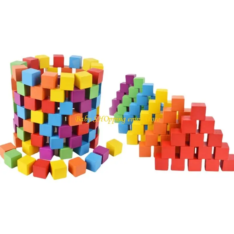 Ensemble blocs éducatifs arc-en-ciel en bois 23GD, 100 pièces, aide à l'apprentissage des mathématiques colorées pour enfants