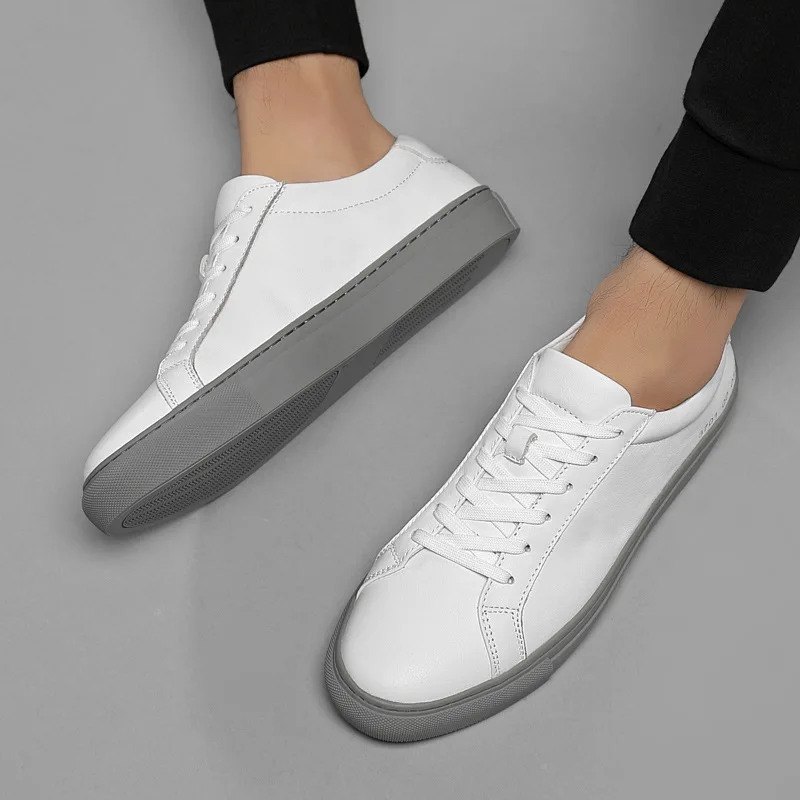 Top Quality Original Luxury Designer Real Leather Shoes Fashion Brand White Sneakers Casual Trainer Men Plus Size Flats Loafers