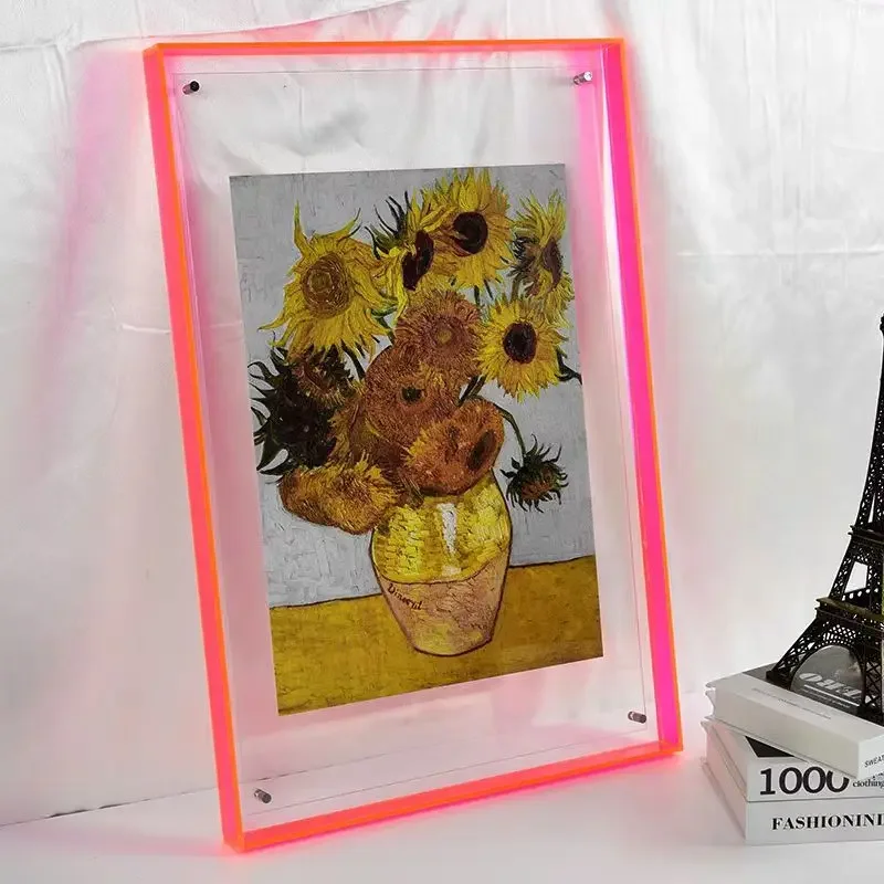 Large Size Acrylic Colourful Hollow Photo Frame for Wall Hanging, Desktop Decoration,  Picture Frame for Photos and Paintings