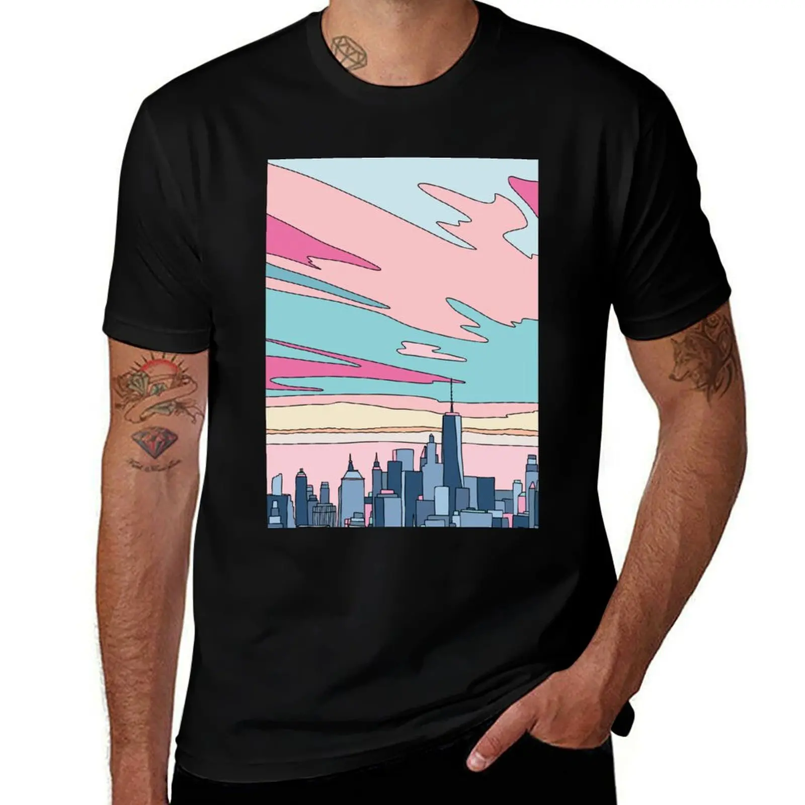 City sunset by Elebea T-Shirt customs shirts graphic fruit of the loom mens t shirts