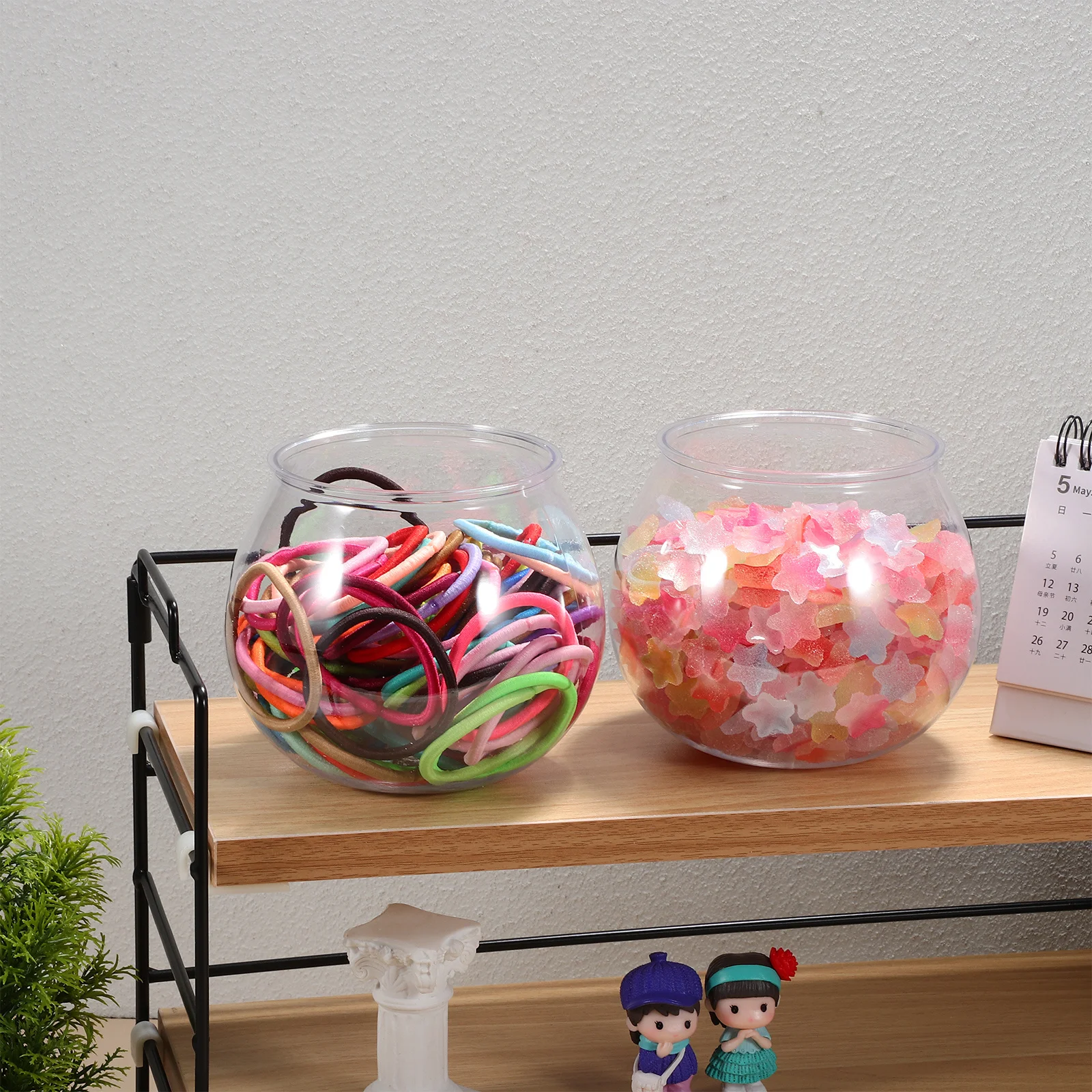 

2Pcs Round Fish Tank Highly Transparent Plastic Fish Bowl for Office Bedroom Desk Decor Aquariums Tanks Goldfish Bowl