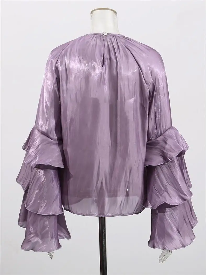 

Ele Long Sve Chiffon irt Women's Premium Feeling Sweater Straight Cut Casual Sle Polyester Fabric round Ne Pure ...