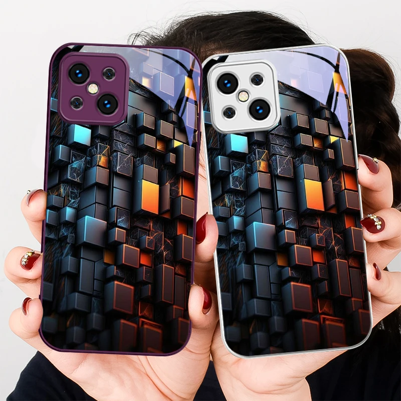 

Geometric solid element For Find X5 X3 Lite Reno 6 4Z 5G OPPO A72 79 73 58 A54S OnePlus Nord N200 Tempered glass phone case