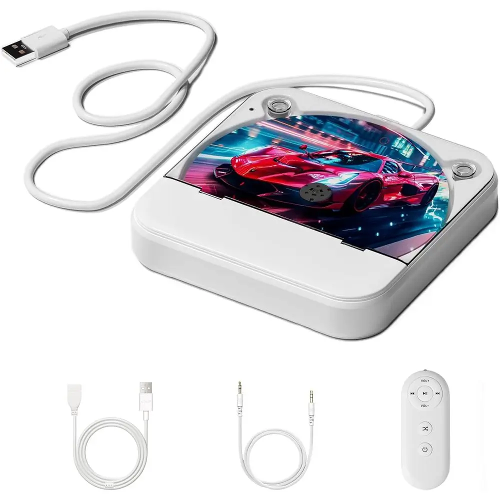 

Портативный CD-плеер для автомобилей, подключение через USB/AUX, совместим с автомобилями без встроенного проигрывателя, ноутбуками и смарт-телевизорами, защита от помех.