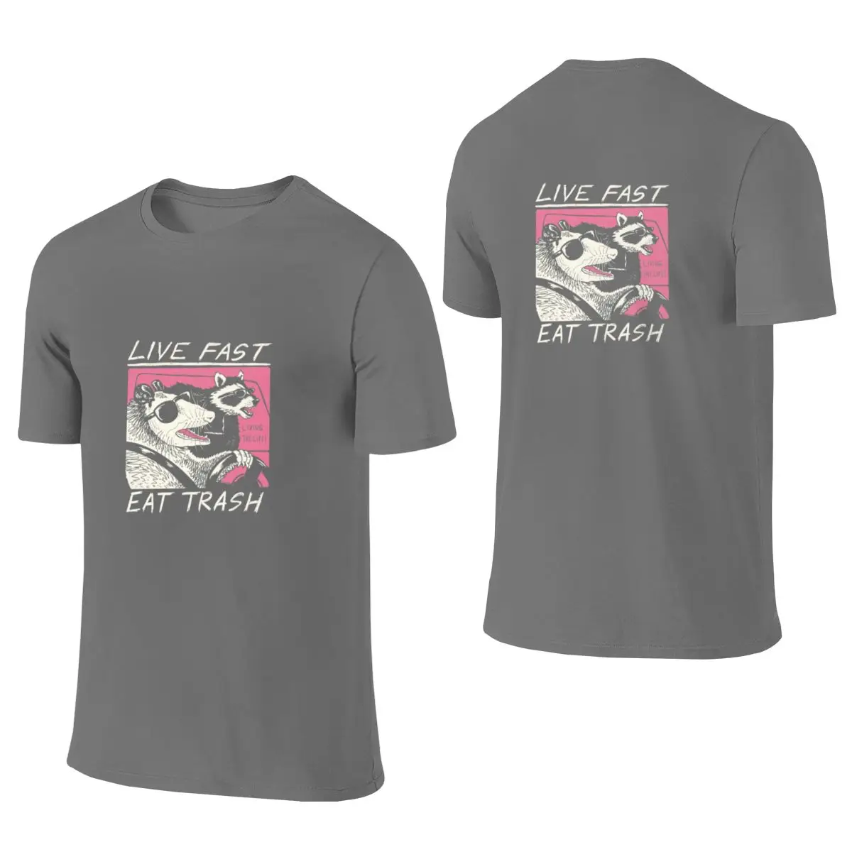 Live Fast! Eat Trash! Instagram Style Reversible T-shirt Street Hip-Hop Heat Transfer Short Sleeve