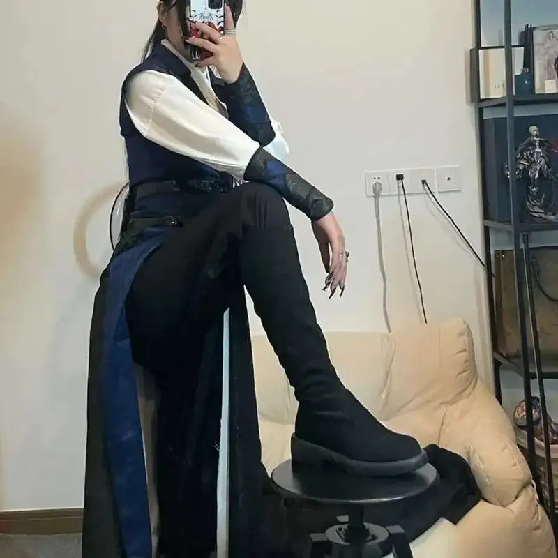 Kostum Cosplay DY20Anime Erha Mo Ran Tian Guan Ci Fu He Xuan Mo Ran, Sepatu, Wig, dan Perlengkapan Cosplay untuk Wanita dan Pria, Halloween