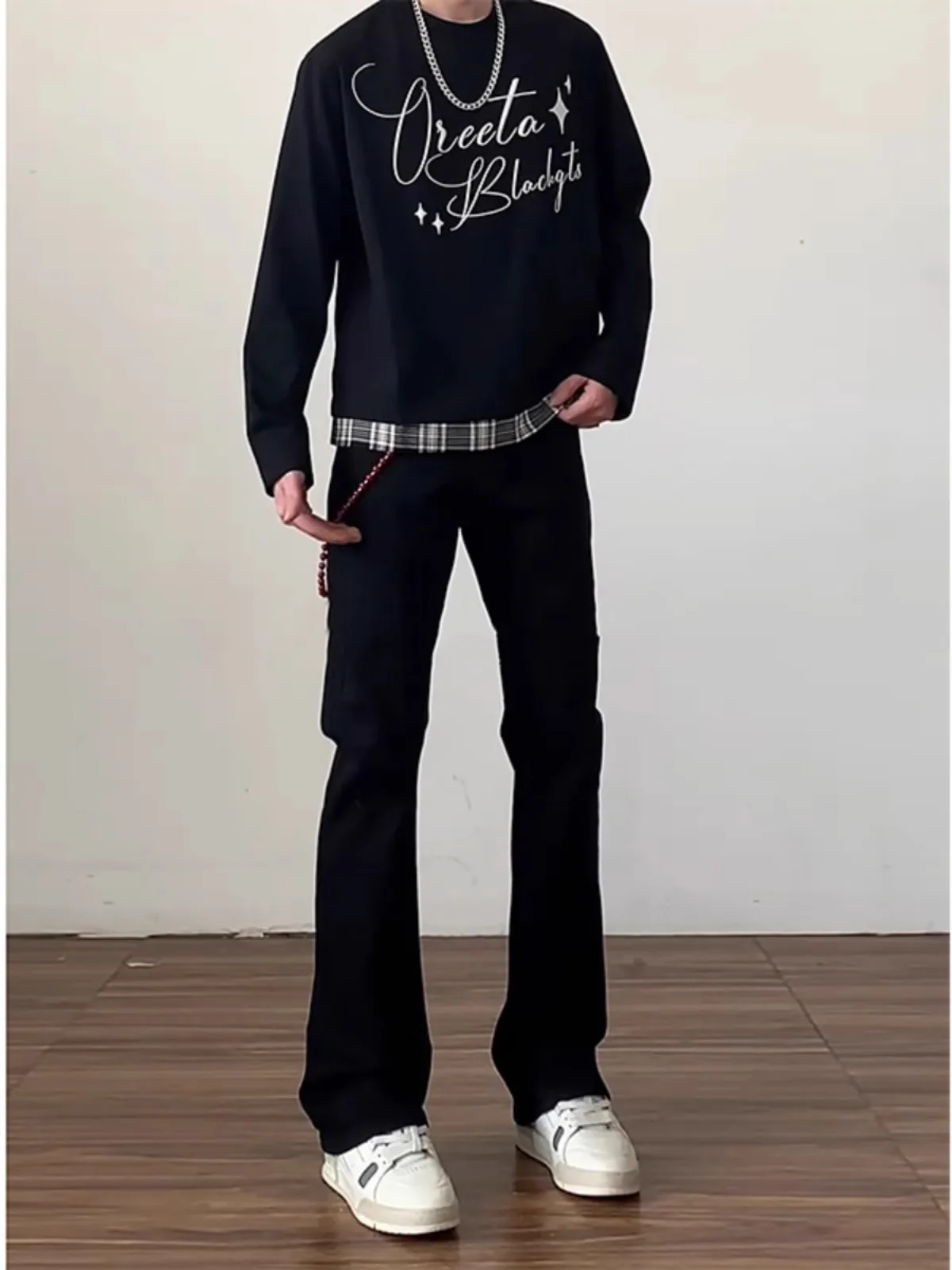 

Джинсы Cleanfit Bla Knife мужские, зауженные, прямые, с высокой посадкой, в американском уличном стиле, с легким клешем, молодежный тренд