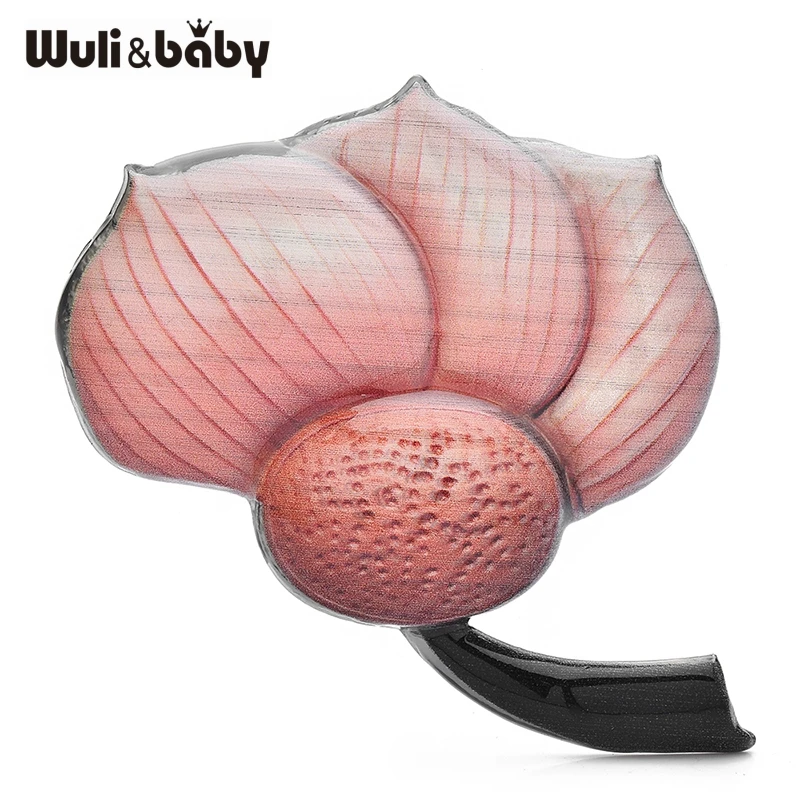Wuli&baby Beautiful Lotus Flower Brooches 3-color Plants Brooch For Women's Clothes Backpack Pins Badge Gifts gallery 2