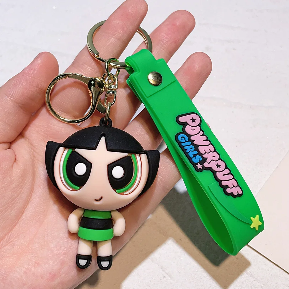 Super cute! Powerpuff Girls cartoon keychains, Blossom, Bubbles and Buttercup gathered, start a childlike collection. view 2