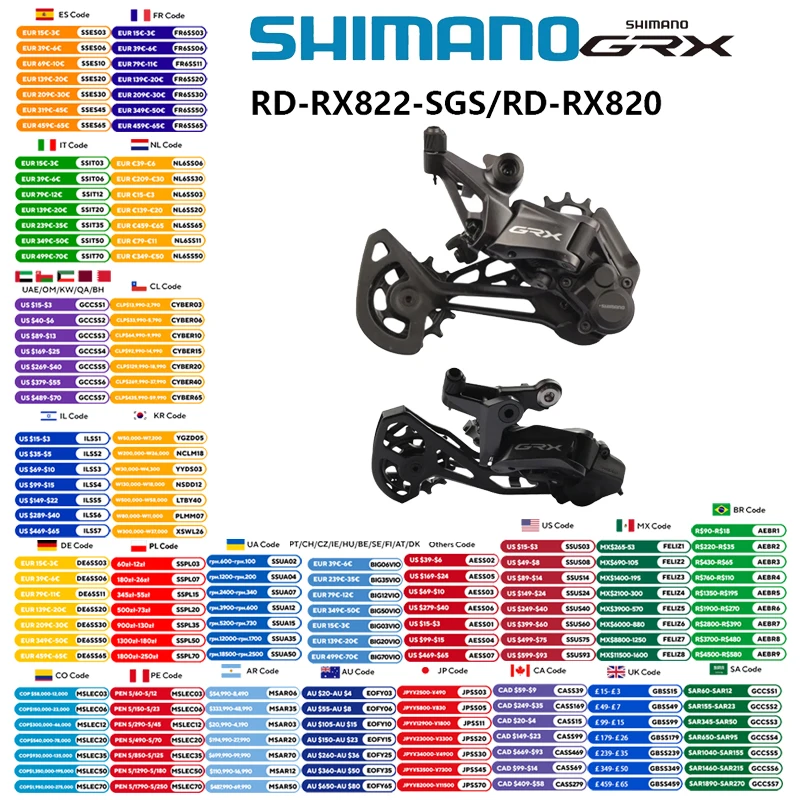 

Shimano GRX 12s Rear Derailleur SHADOW RD+ RD-RX822-SGS For 10-51T Cassette RD-RX820 For 11-34/36T Cassette For Mountain Bike