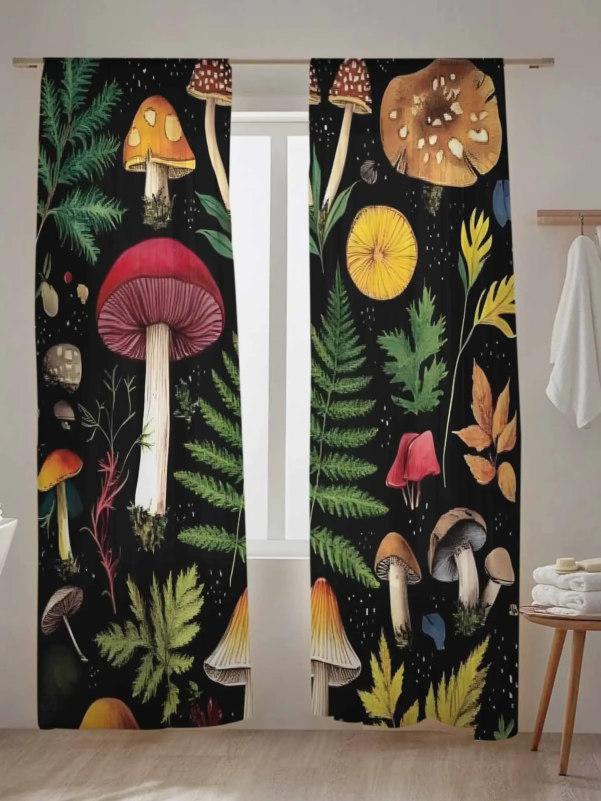 

Fern Mushroom Leaf Tulle Sheer Window Curtains for Living Room the Bedroom Voile Decorative Curtains Drapes