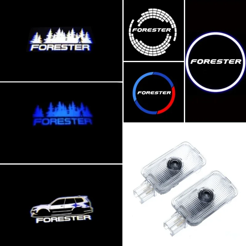 2pcs Car Wireless Door LED Welcome Courtesy Shadow Projector Lamp Logo Light For Subaru Forester 2013-2020 2021 2022 2023 2024