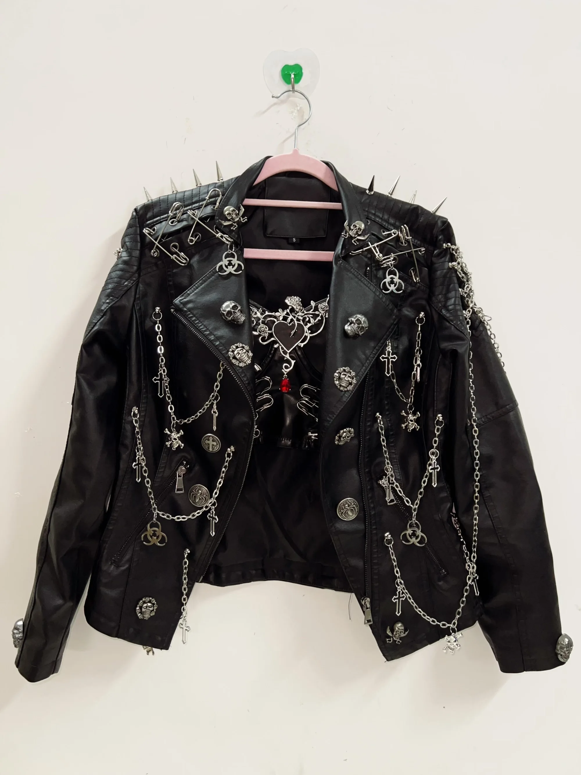 ジャケット・アウター archive grunge leather jacket y2k black Rivets Jacket Skull Jacket vintage Jacket Punk Jacket y2k Jacket