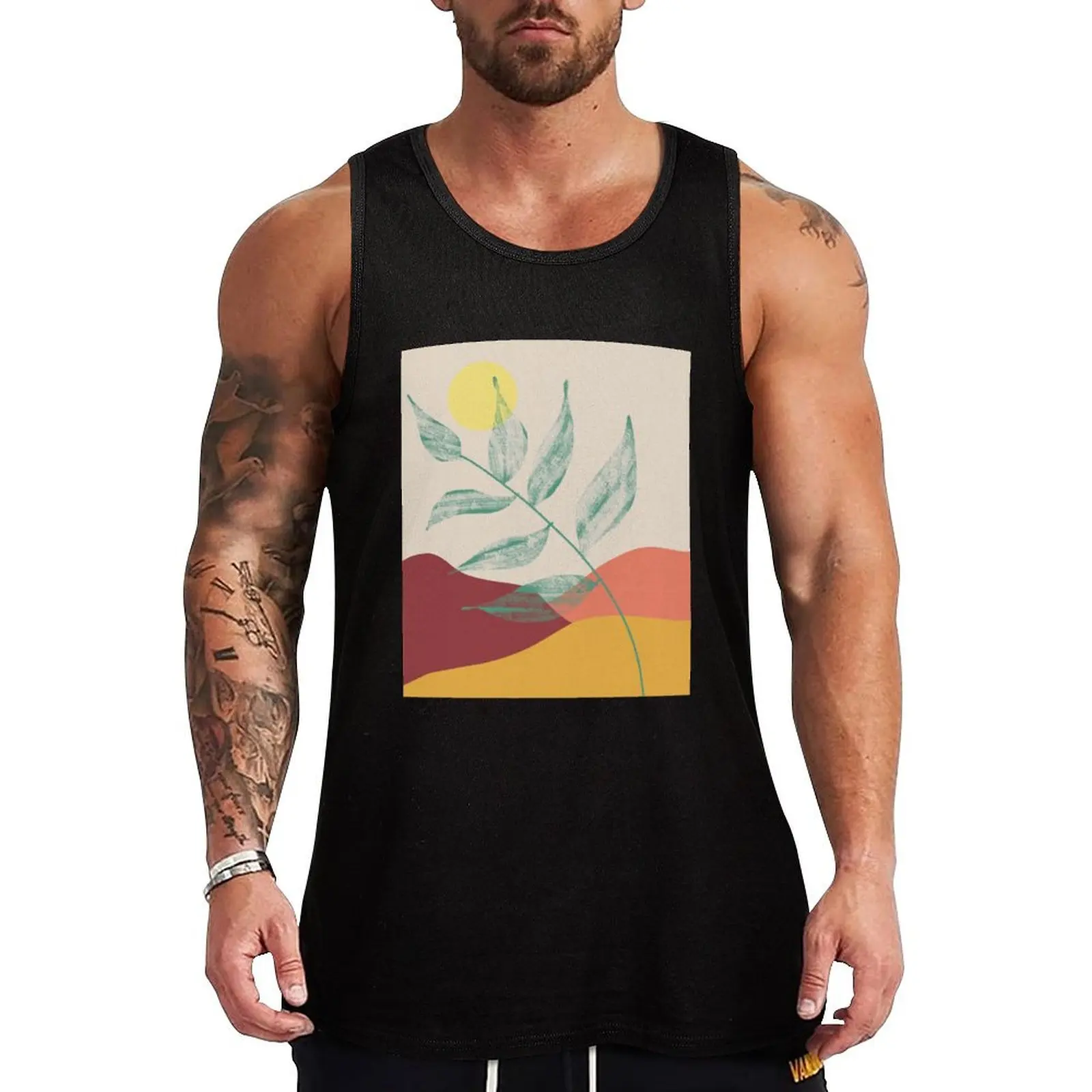 

Leaf home decor painting Tank Top clothes for men summer Gym T-shirts for men gym training accessories