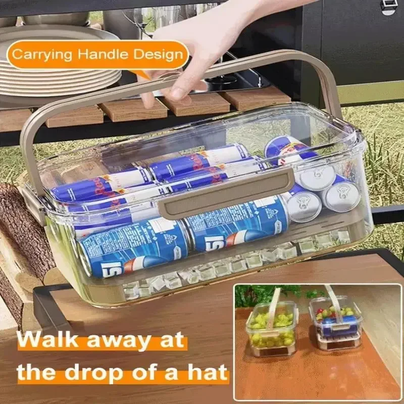 Portable Refrigerator Fresh-Keeping Box Portable Portable Transparent Crisper Travel Collapsible Sealed Food Storage Box