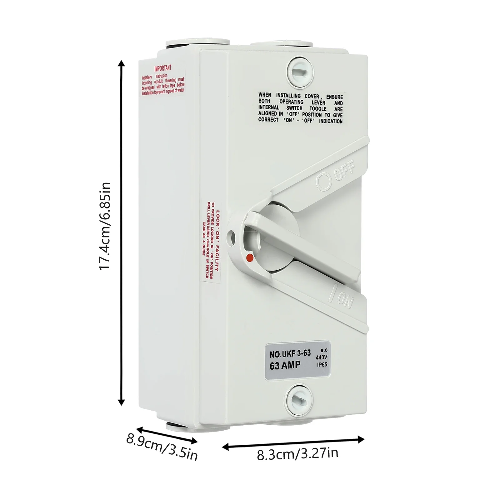 Saklar Isolasi PC, Saklar Isolasi Keamanan Tahan Air hingga IP65, Saklar Isolasi Keamanan 3 Kutub untuk Industri, Pertanian