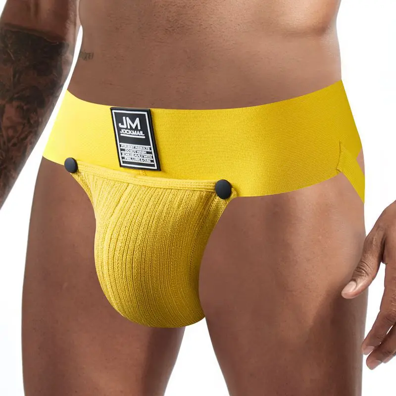 Jockmading-ropa interior sexy gay para hombre, tanga de malla, suspensorio desmontable sin botones, nuevo